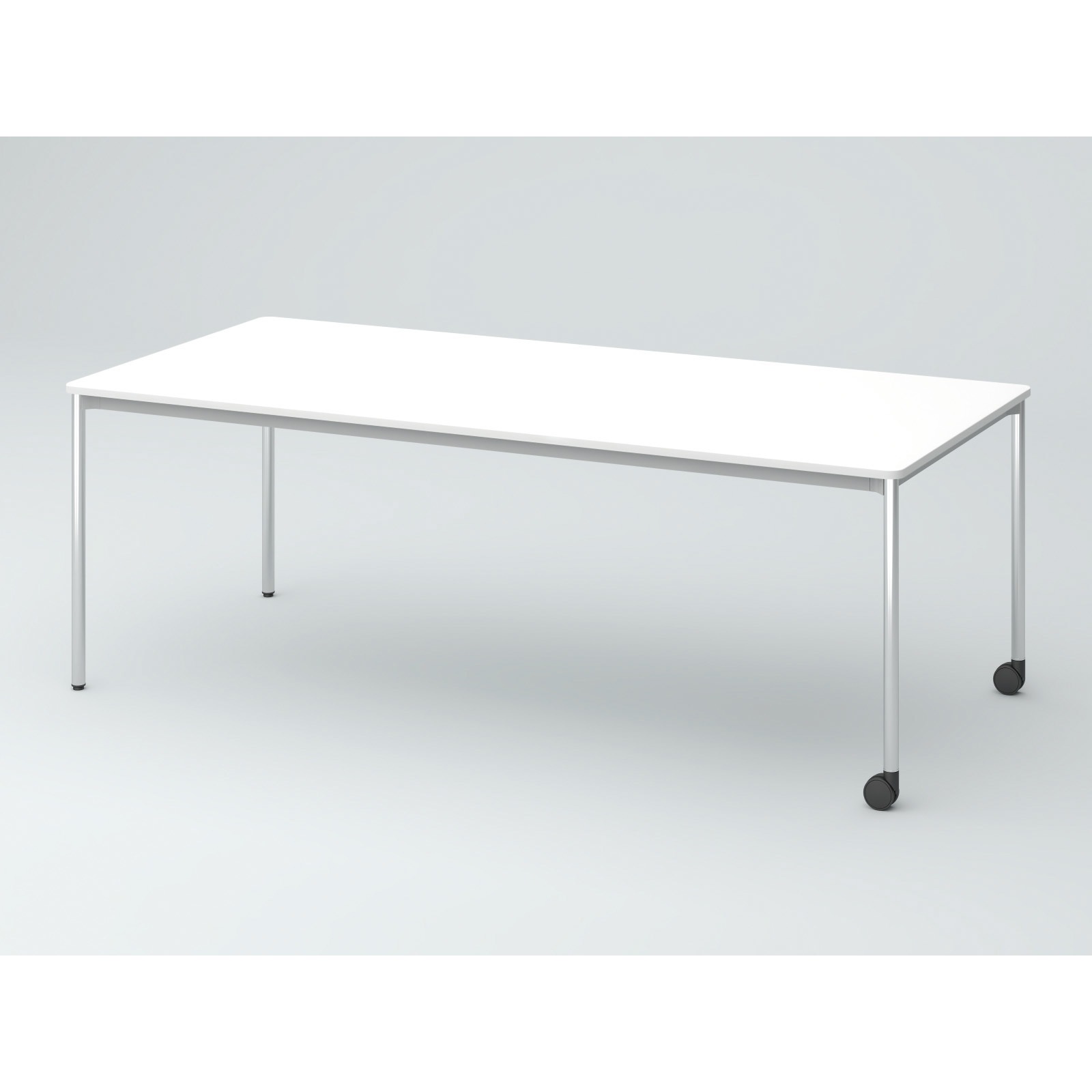 DCW-219HNRPC1PW オリゴテーブル ホワイトボード天板 角型 2100×900 4本丸脚 片側キャスター(メッキ脚)<配送時組立サービス付> 1台 イトーキ 【通販モノタロウ】 60,390円