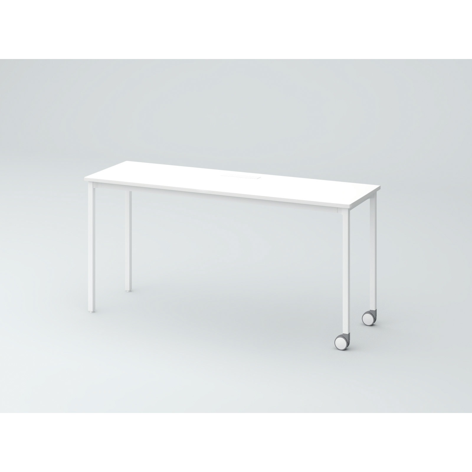 DCW-154HHSTC1WW オリゴテーブル ホワイトボード天板(配線キャップ) 角型 1500×450 4本角脚 片側キャスター<配送時組立サービス付> 1台 イトーキ 【通販モノタロウ】