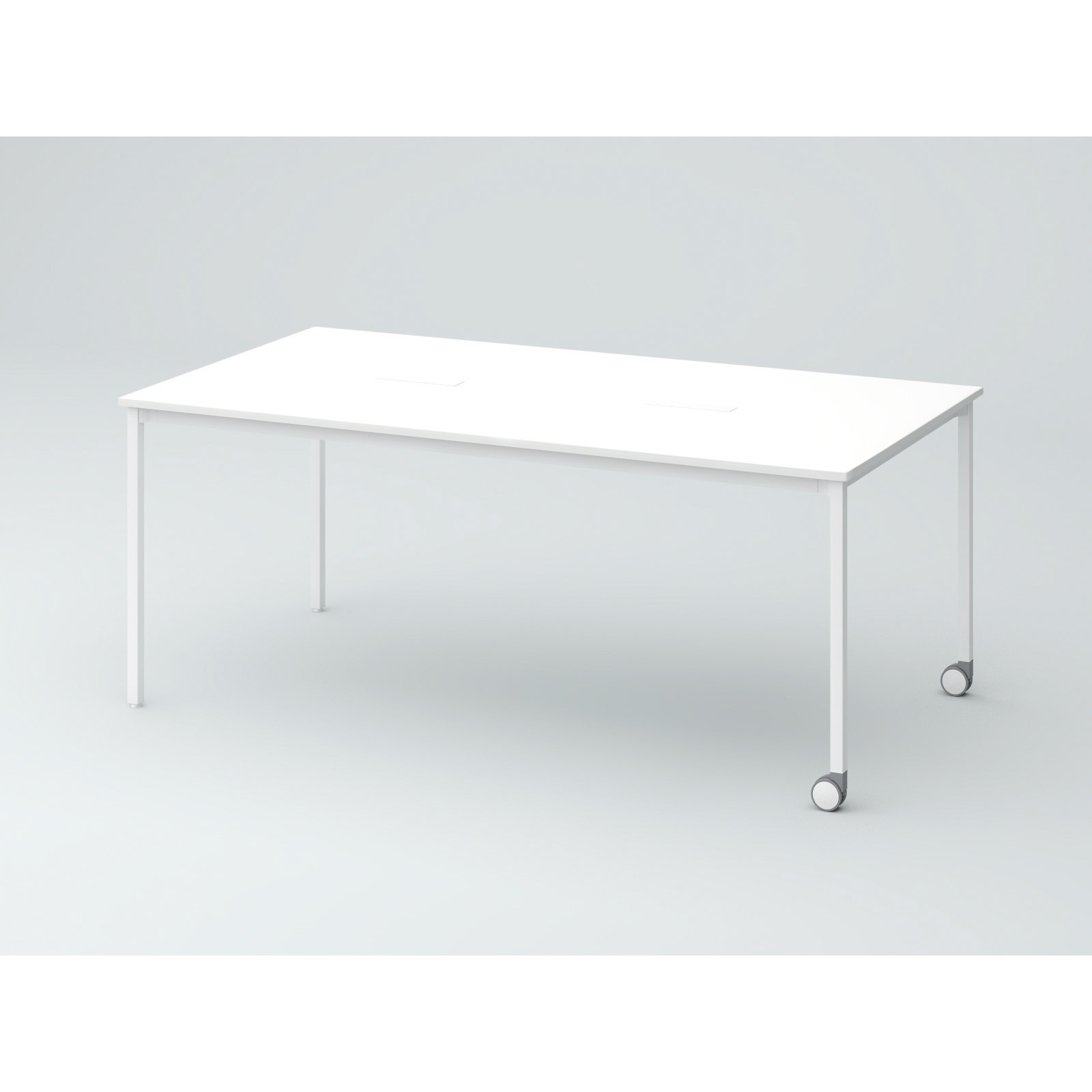 DCW-189HHSTC1WW オリゴテーブル ホワイトボード天板(配線キャップ) 角型 1800×900 4本角脚 片側キャスター<配送時組立サービス付> 1台 イトーキ 【通販モノタロウ】