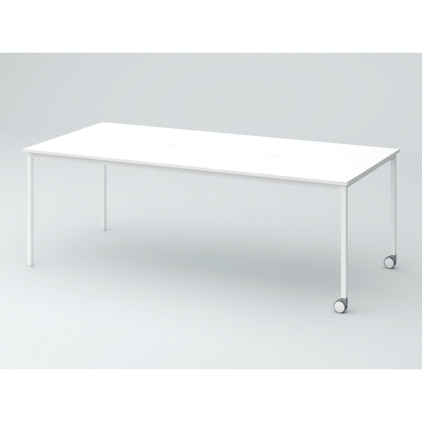 DCW-219HHSTC1WW オリゴテーブル ホワイトボード天板(配線キャップ) 角型 2100×900 4本角脚 片側キャスター<配送時組立サービス付> 1台 イトーキ 【通販モノタロウ】