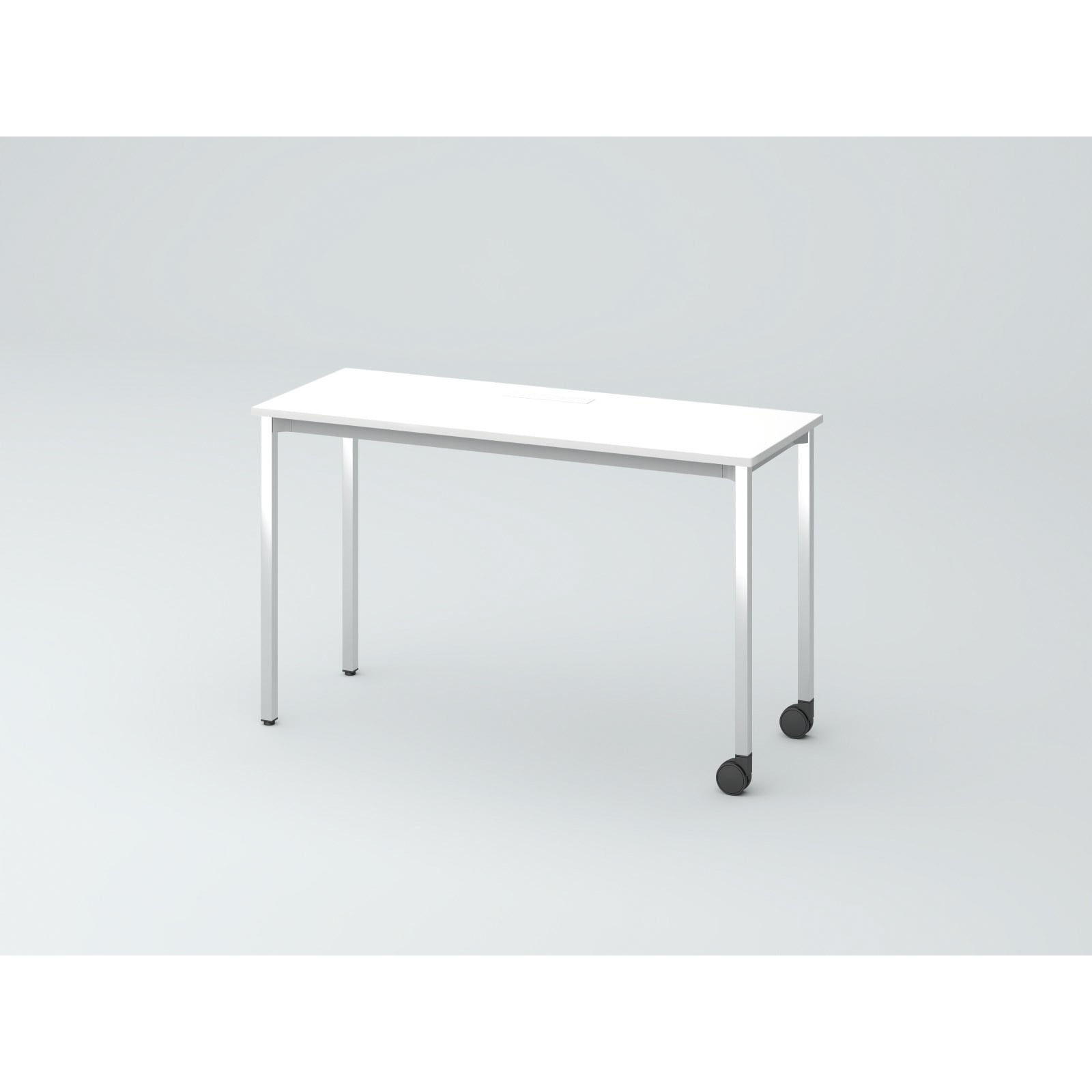 DCW-124HHSPC1PW オリゴテーブル ホワイトボード天板(配線キャップ) 角型 1200×450 4本角脚 片側キャスター(メッキ脚)<配送時組立サービス付> 1台 イトーキ 【通販モノタロウ】