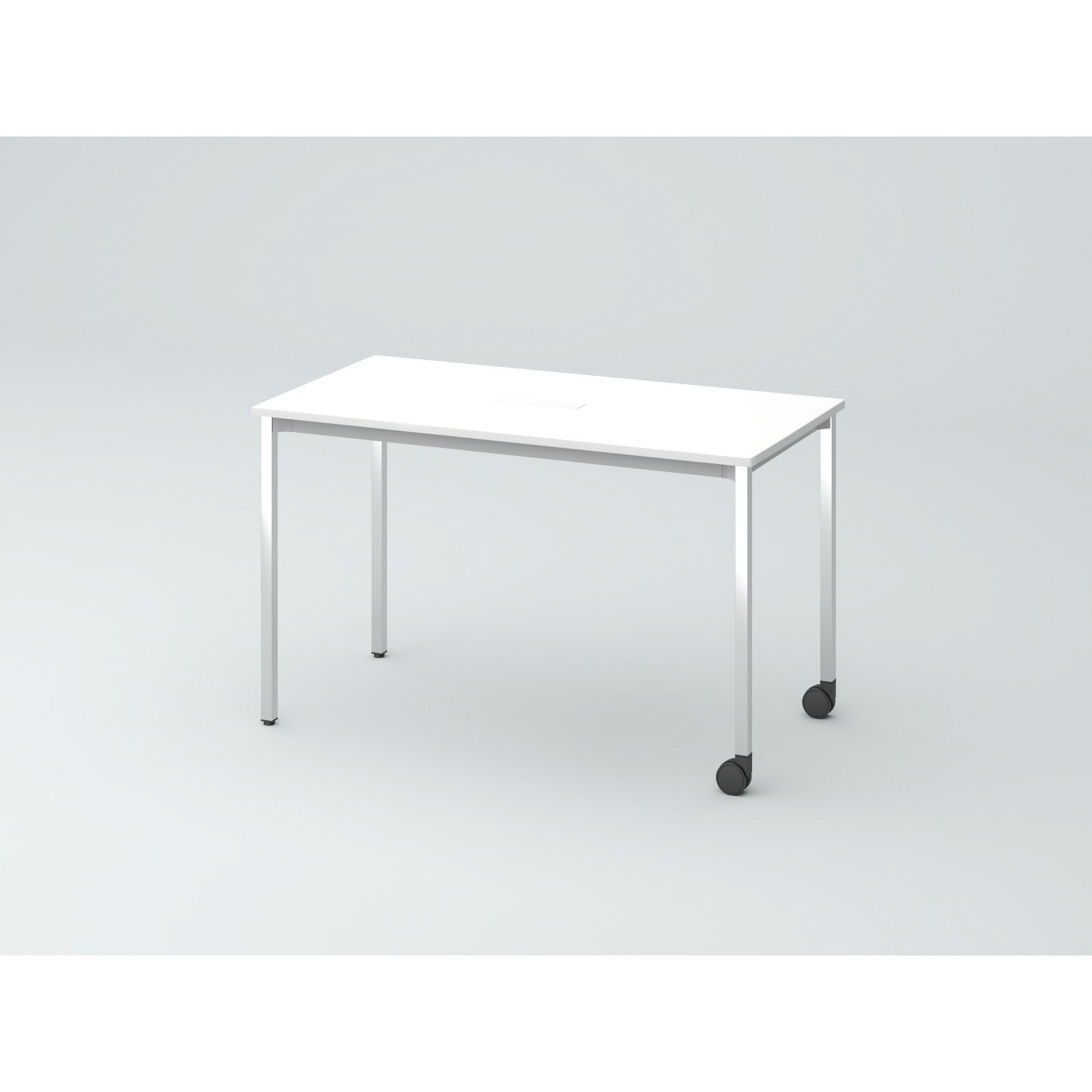 DCW-126HHSPC1PW オリゴテーブル ホワイトボード天板(配線キャップ) 角型 1200×600 4本角脚 片側キャスター(メッキ脚)<配送時組立サービス付> 1台 イトーキ 【通販モノタロウ】