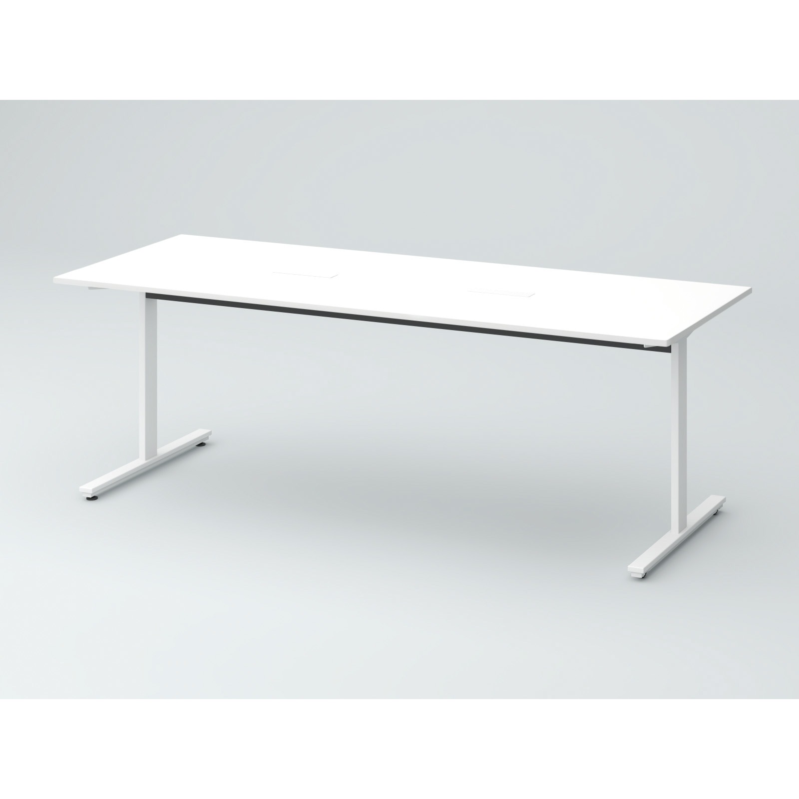 DCW-217HHTTC-WW オリゴテーブル ホワイトボード天板(配線キャップ) 2100×750 T字脚 片側キャスター<配送時組立サービス付> 1台 イトーキ 【通販モノタロウ】