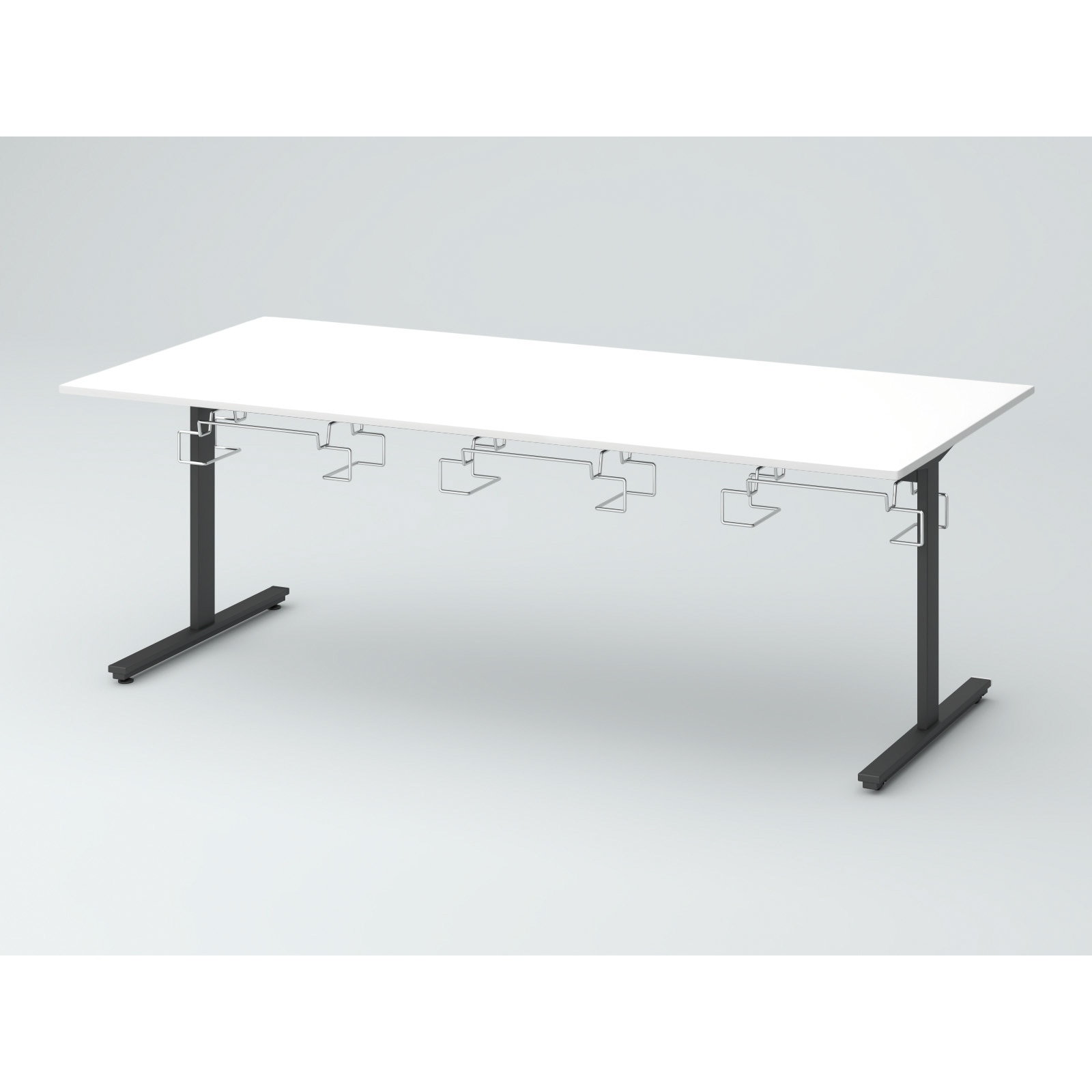 DCW-219HNHTC-TW オリゴテーブル ホワイトボード天板 2100×900 T字脚 片側キャスター チェアハンギングタイプ<配送時組立サービス付> 1台 イトーキ 【通販モノタロウ】