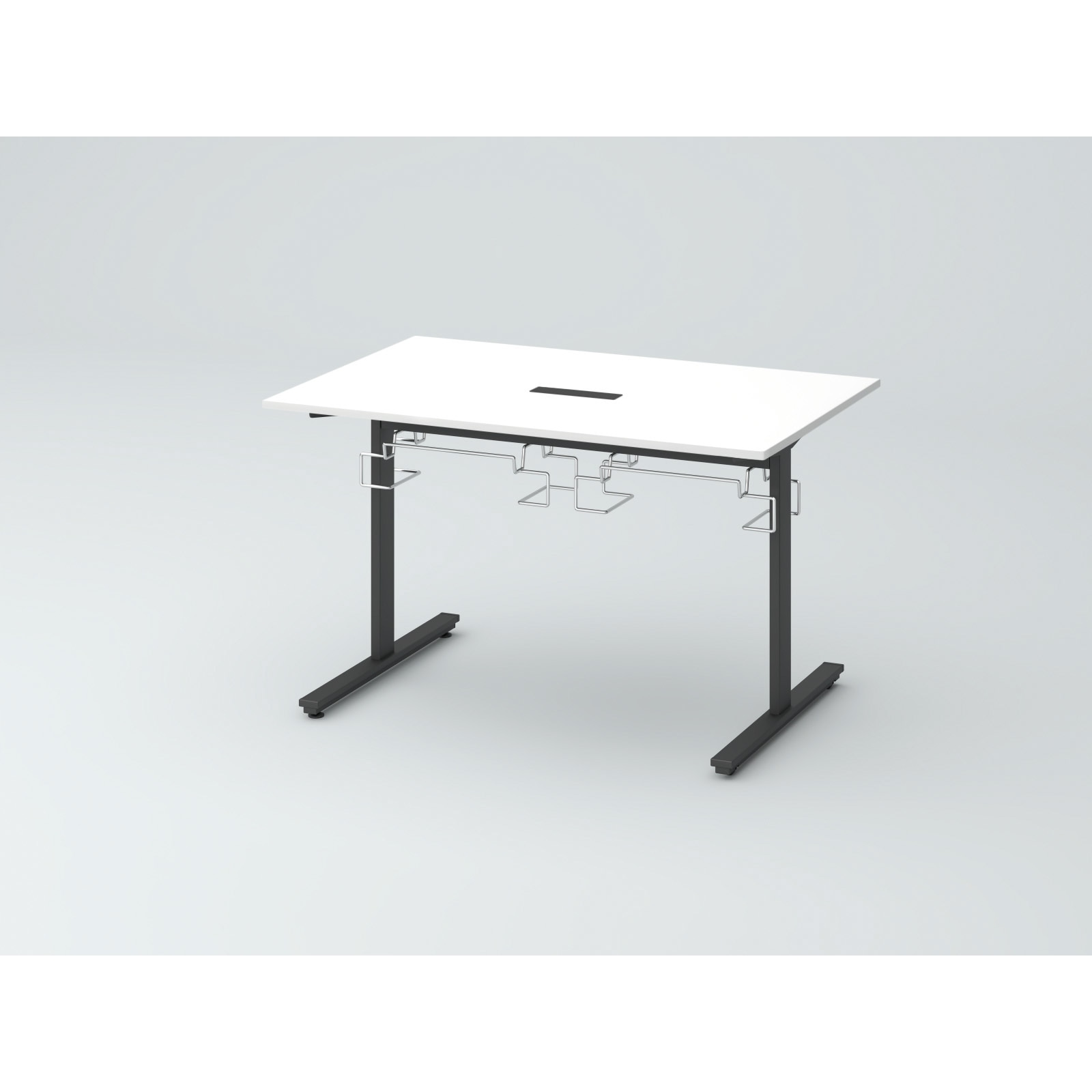 DCW-127HHHTC-TW オリゴテーブル ホワイトボード天板(配線キャップ) 2100×900 T字脚 片側キャスター チェアハンギングタイプ<配送時組立サービス付> 1台 イトーキ 【通販モノタロウ】