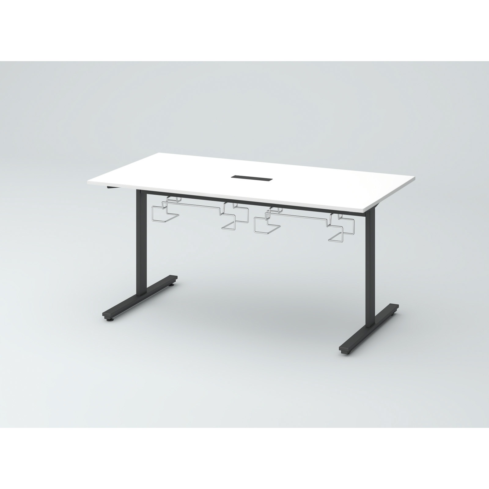 DCW-157HHHTC-TW オリゴテーブル ホワイトボード天板(配線キャップ) 2100×900 T字脚 片側キャスター チェアハンギングタイプ<配送時組立サービス付> 1台 イトーキ 【通販モノタロウ】