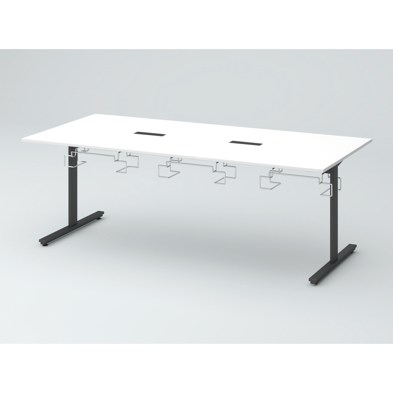 DCW-219HHHTC-TW オリゴテーブル ホワイトボード天板(配線キャップ) 2100×900 T字脚 片側キャスター チェアハンギングタイプ<配送時組立サービス付> 1台 イトーキ 【通販モノタロウ】 87,890円