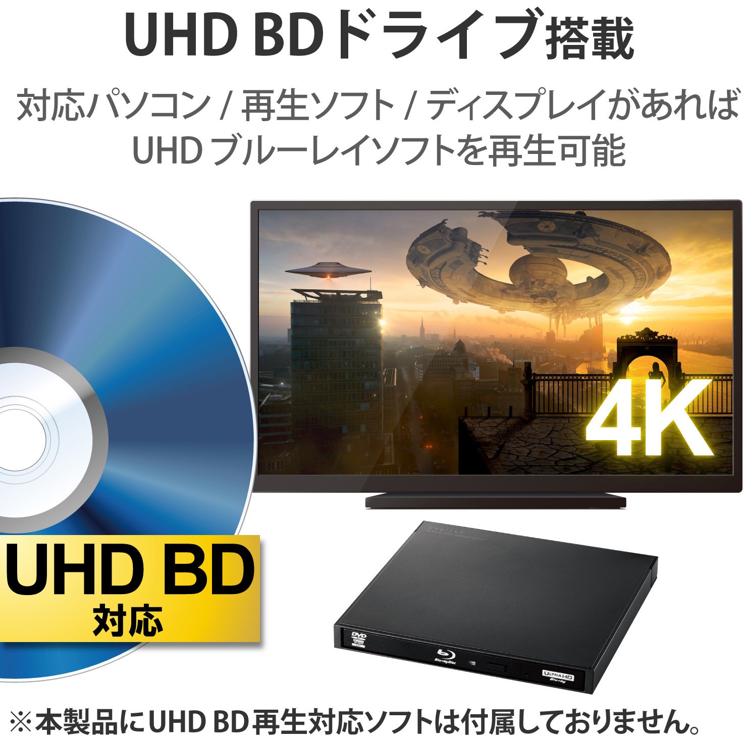 LBD-PWA6U3VBK 外付け ブルーレイ ドライブ BD/DVD/CD USB 3.2 Gen1