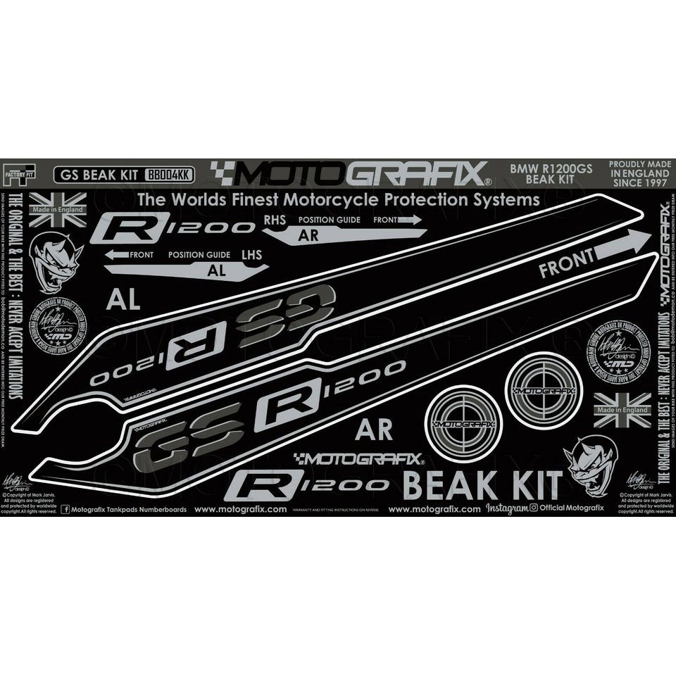 BB004KK BEAK PROTECTION KIT MOTO GRAFIX (モトグラフィックス) 適合車種BMW R1200GS(17/18) 色Black with Grey&Metallic Silver   BB004KK