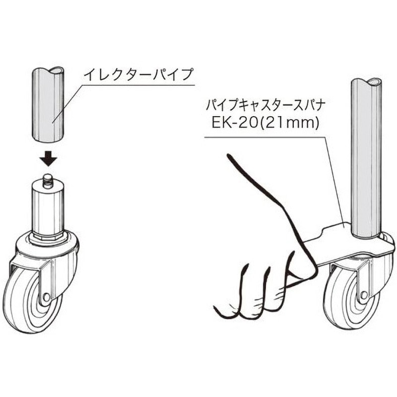 YGR-65S イレクター Φ28 パイプキャスター 自由車 矢崎化工 車輪径65mm