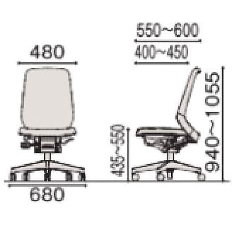 KJ-170JE-W9D4 ノートチェア テクスチャードメッシュバック 肘無 ハイバック ランバーサポートなし ナイロンキャスター＜配送時組立サービス付＞ 1台 イトーキ 【通販モノタロウ】