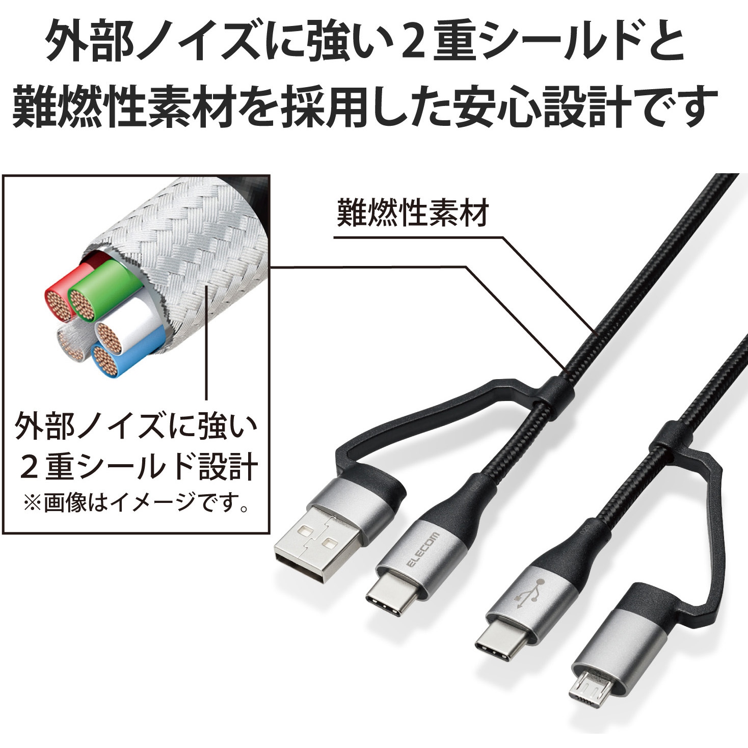 MPA-AMBCC20WH USBケーブル 4in1 ( タイプC + USB A - USB