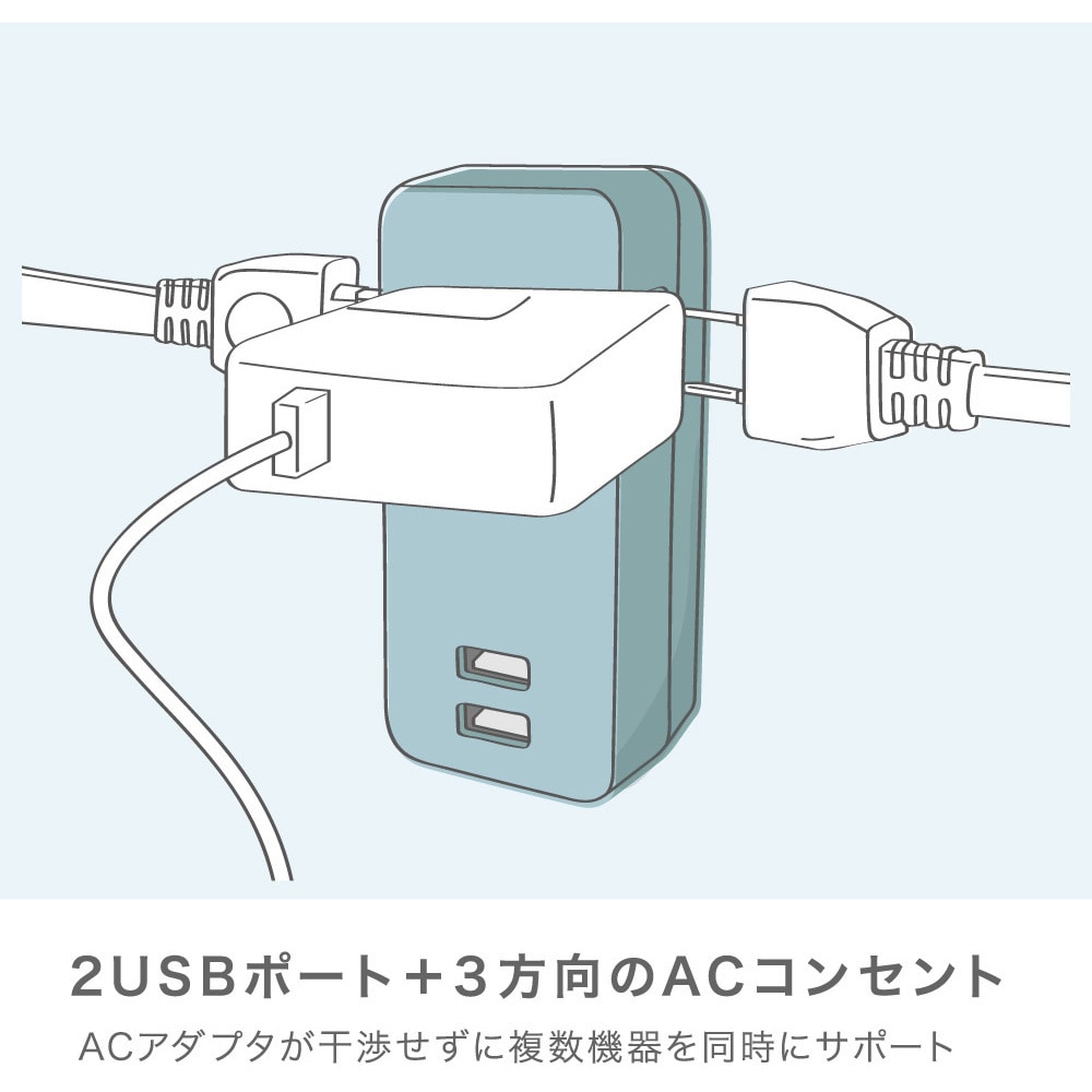 UL-5792-GL 3口コンセント 直挿しタイプ USBポート付 UL-5792-GL 3口コンセント 直挿しタイプ USBポート付