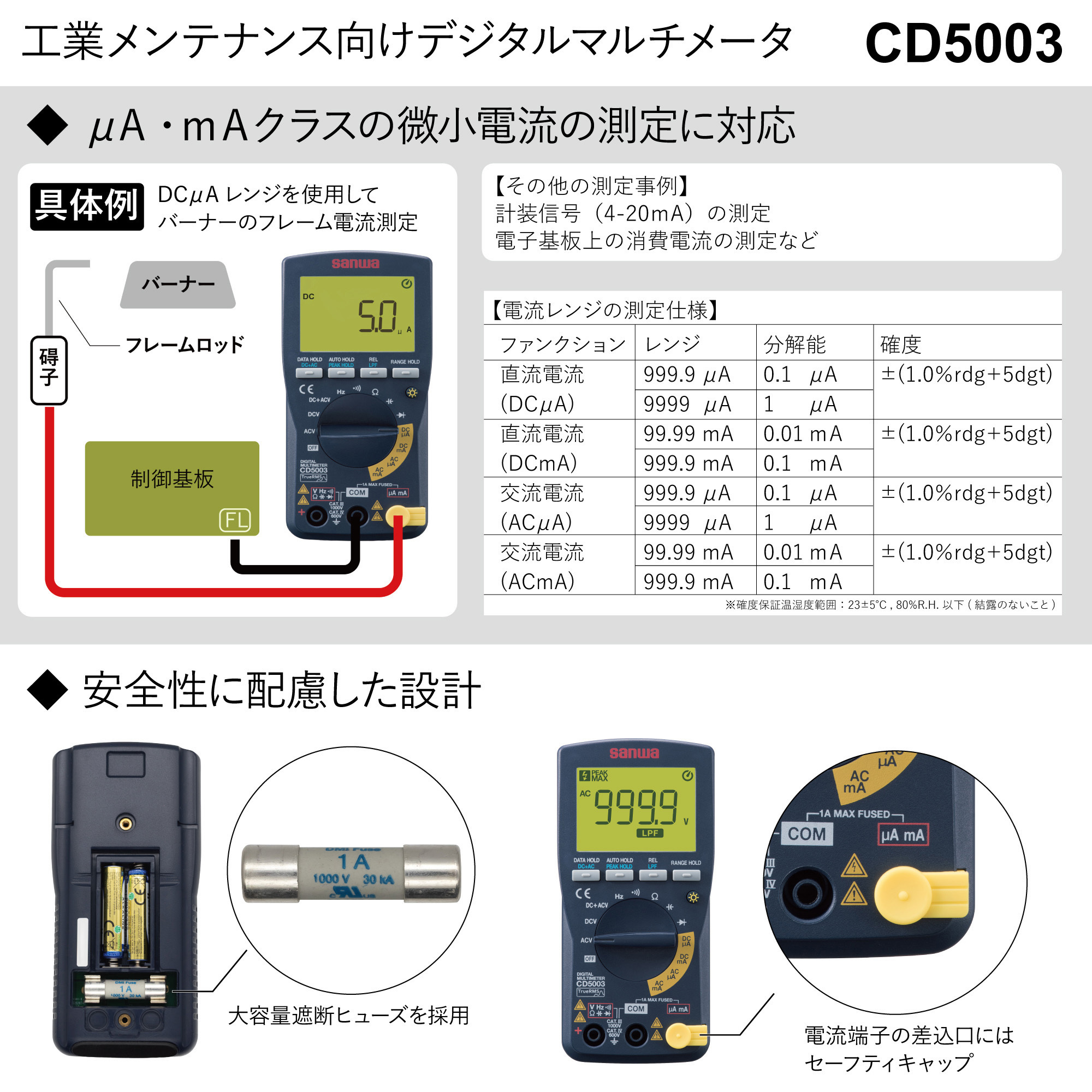 CD5003 デジタルマルチメータ(工業メンテナンス向け) 1台 三和電気計器