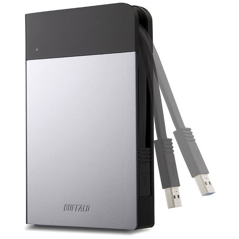 バッファロー HD-PZN1.0U3-S ICカード対応 耐衝撃 ポータブルHDD 1TB シルバー 目安在庫=△ バッファロー｜BUFFALO ICカード対応 MILスペック 耐衝撃ボディー防雨