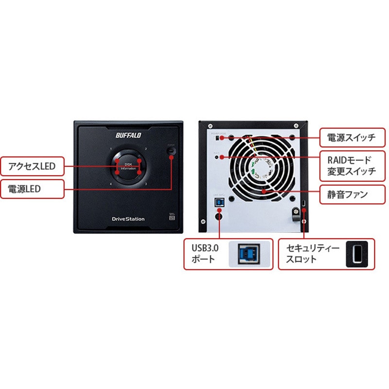 BUFFALO RAID対応外付けHDD 12TB HD-QL12TU3/R5J HD-QL12TU3/R5J ドライブステーション RAID5機能搭載 USB3．0用