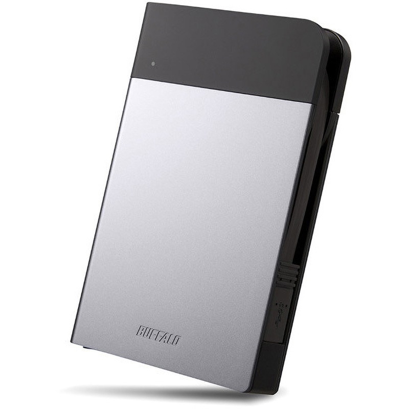 HD-PZN2.0U3-S ICカード対応MILスペック 耐衝撃ボディー防雨防塵ポータブルHDD BUFFALO(バッファロー) インターフェイスUSB3.0/2.0 容量2TB シルバー色