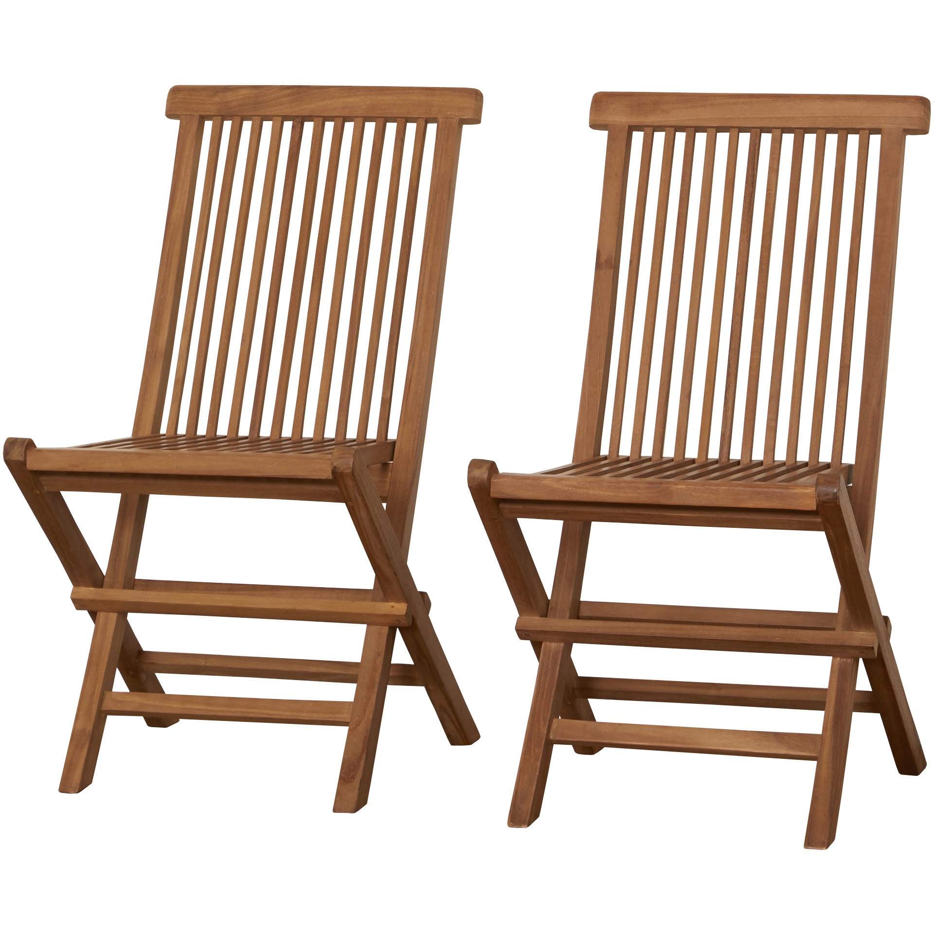 55101 チークチェア2脚組 折りたたみ式 クロシオ 木目色