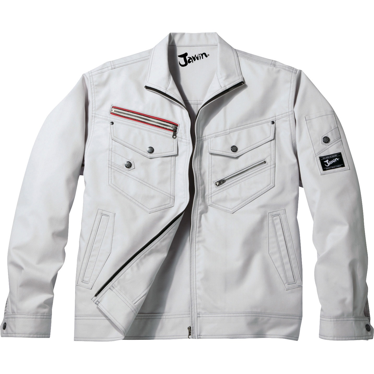 52100-036-4L 作業服”52100シリーズ” 長袖ジャンパー Jawin 混率ポリエステル60/綿40% シルバー色 4L着丈68cm