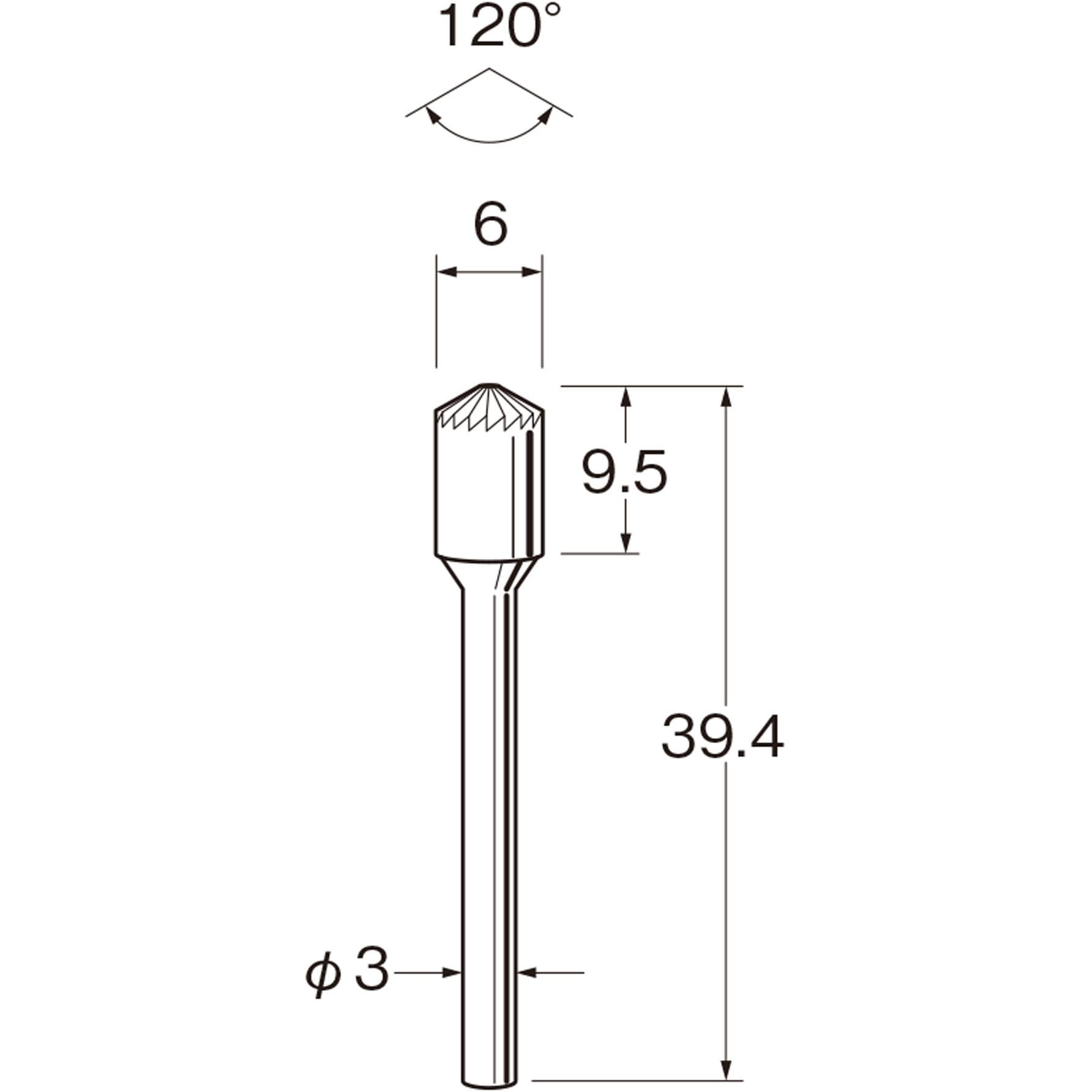 K3917 超硬カッターK リューター 全長39.4mm刃径6mm 1袋 K3917