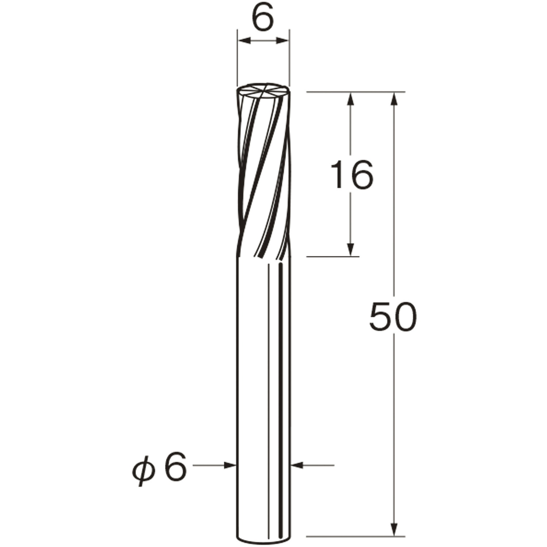 K7621 軽合金用超硬カッター リューター オール超硬タイプ 最高使用回転数28000rpm 軸径6mm 1袋 K7621