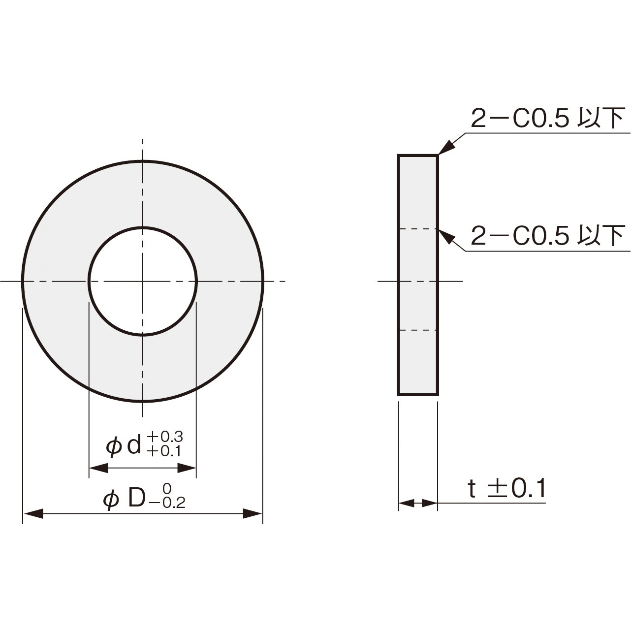 WS3516-5 ワッシャー SUS304 岩田製作所 内径16mm外径35mm