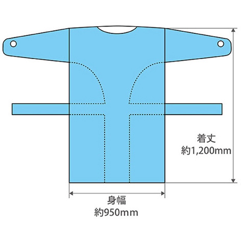 FV-PG-001 プラスチックガウン CPEガウン ブルー 10枚×20袋入 フィフティ・ヴィジョナリー 1箱(200枚) FV-PG-001