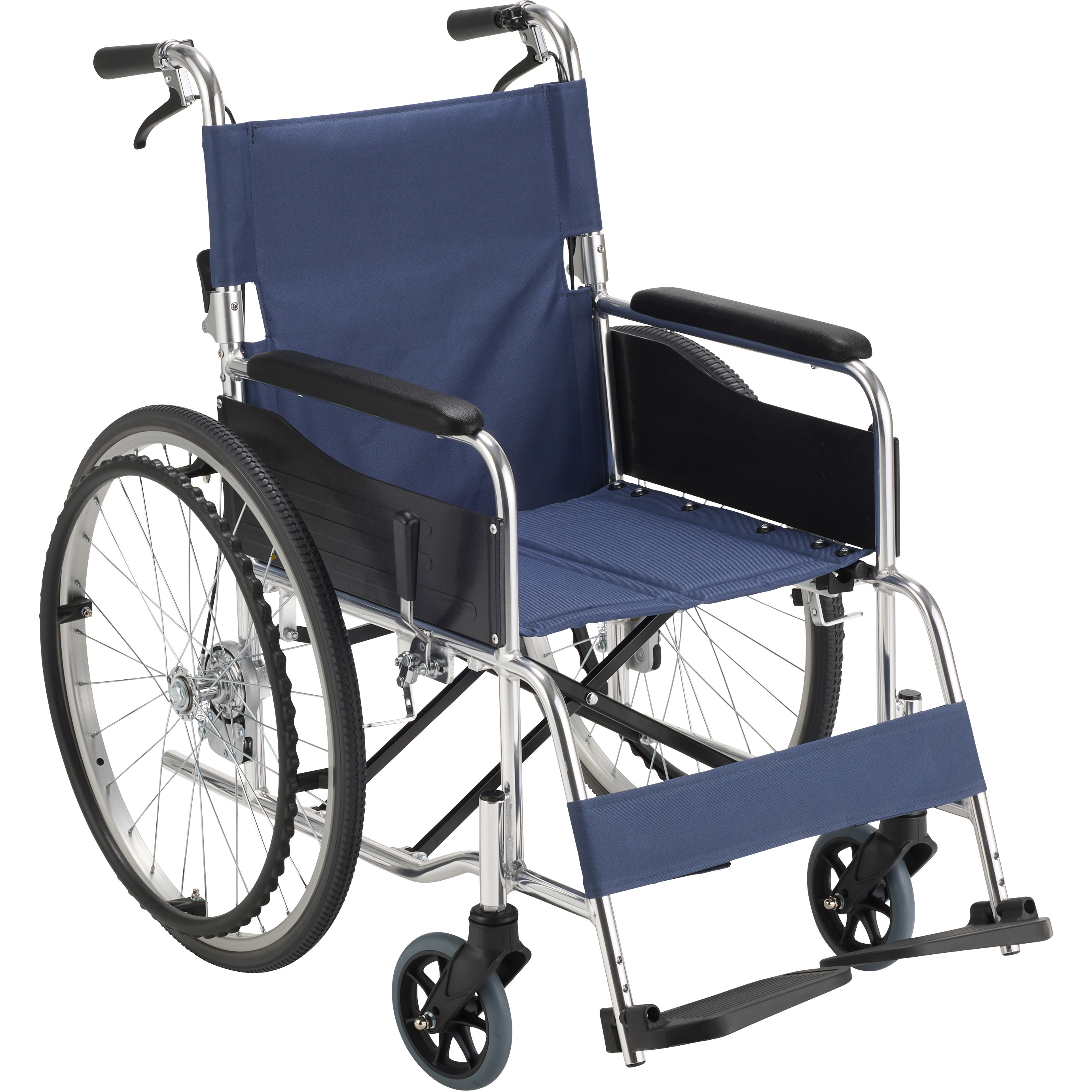 ㈱マキテック　自走用車椅子 　EW-50 RW-50B 車いすRW-50(自走式) マキテック 紺ビニールレザー色 - 【通販