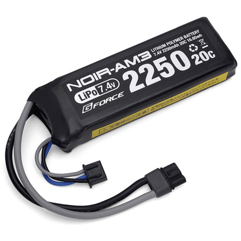 GFG911 Noir AM3 LiPo 7.4V 2250mAh ミニS互換サイズ 次世代コネクタ仕様 1個 GFORCE 【通販モノタロウ】
