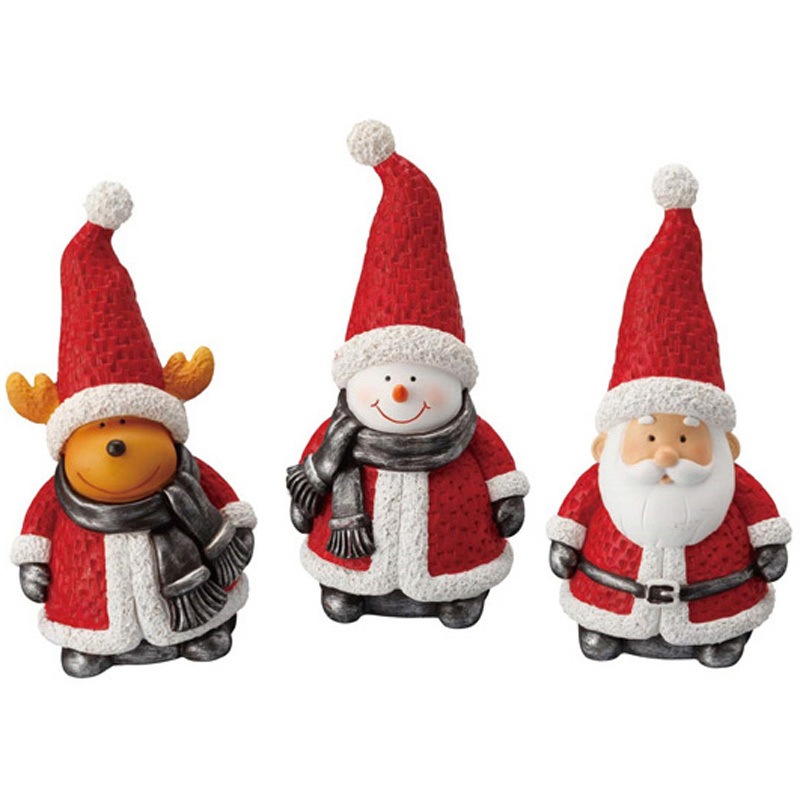 38-89-6-1 クリスマスキャラクターオブジェ 25cm スノーマン/トナカイ/サンタモチーフ 3個 アズワン 1セット(3個) 38-89-6-1
