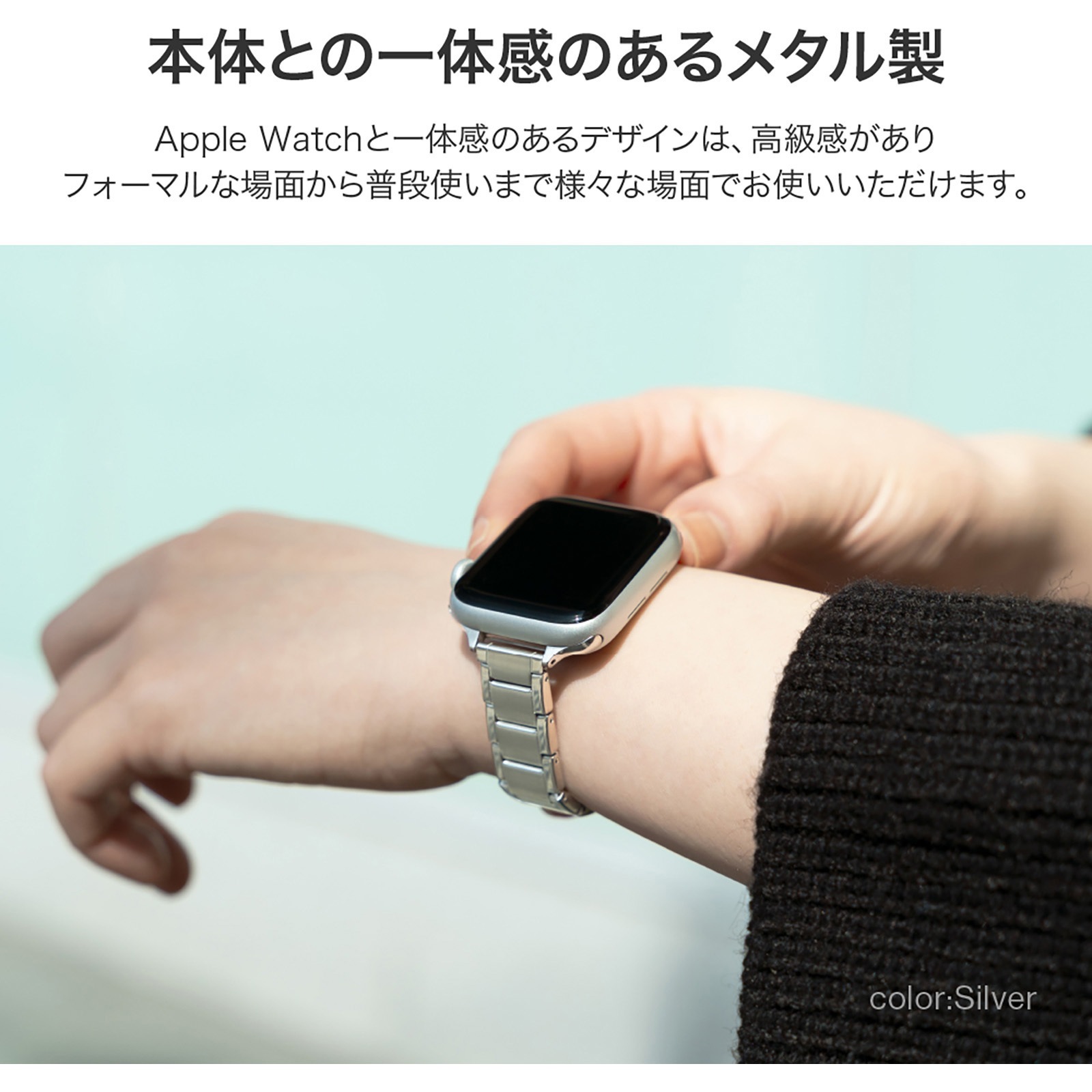 LN-AW41B17SV Apple Watch 38/40/41mm バンド 「CORVIN」 スリム