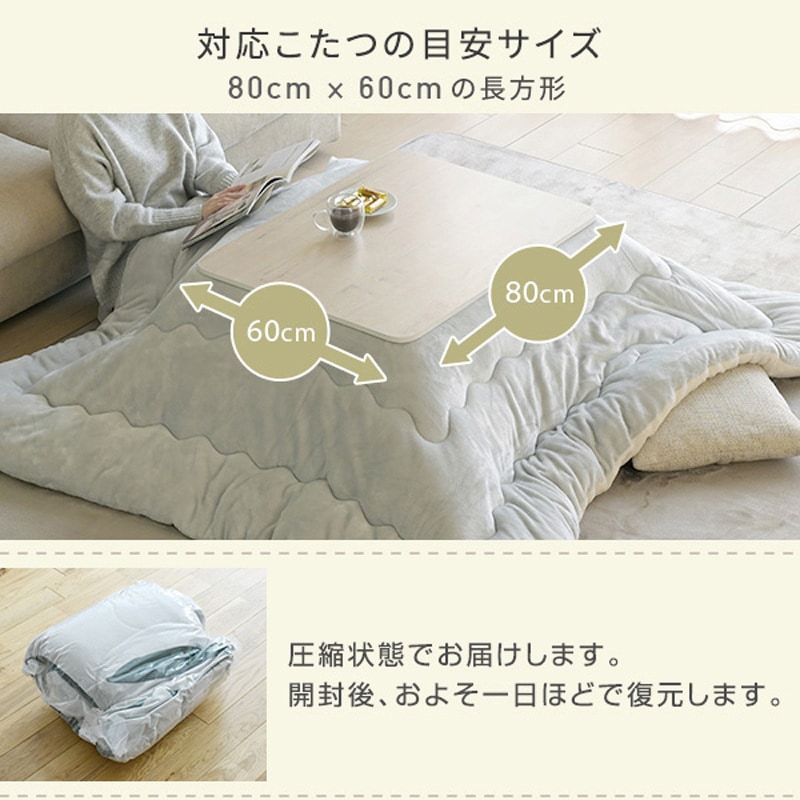 AKF-1719(IV/GJ) リバーシブル こたつ布団 長方形 80×60用 フランネル