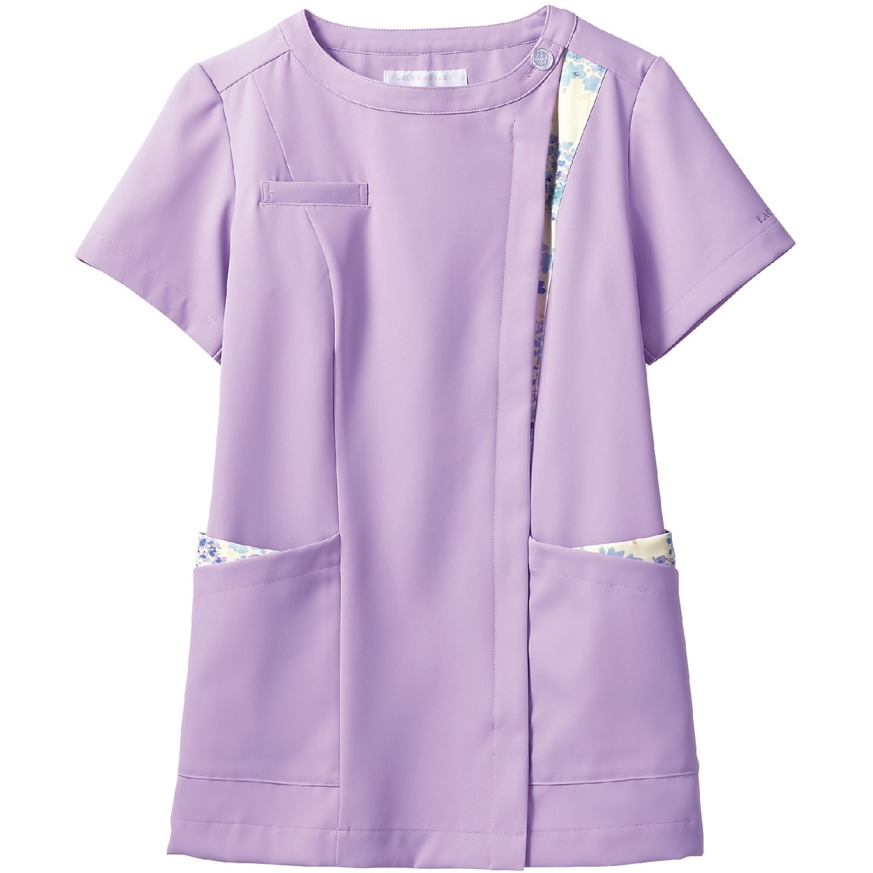 LW601-83-S ナースジャケット 半袖 住商モンブラン レディス ラベンダー/アメリ ブルー色 S 1枚(1枚) LW601-83-S
