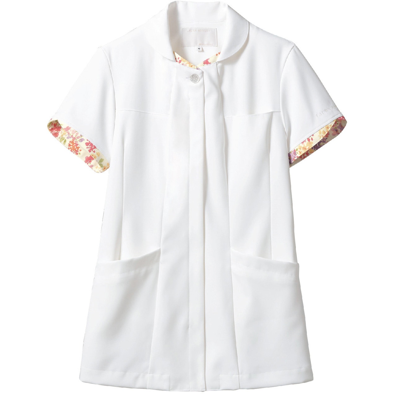 LW801-12-3L ナースジャケット 半袖 住商モンブラン レディス オフホワイト/アメリ  ピンク色 3L 1枚(1枚) LW801-12-3L