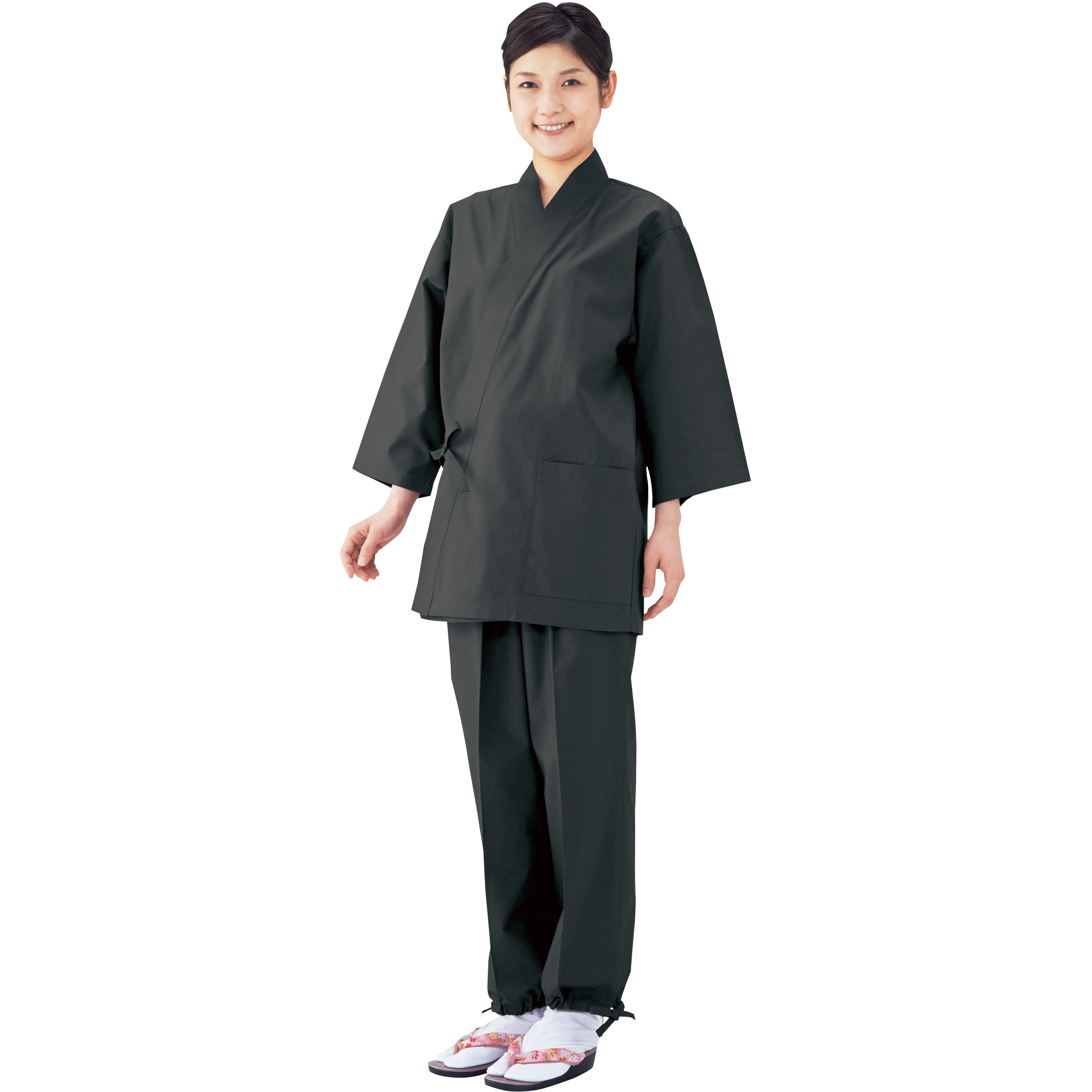 K6070-ブラック-S K6070 寂光甚平 パンツ 興栄繊商 ブラック/Sタイプ 総丈97cm