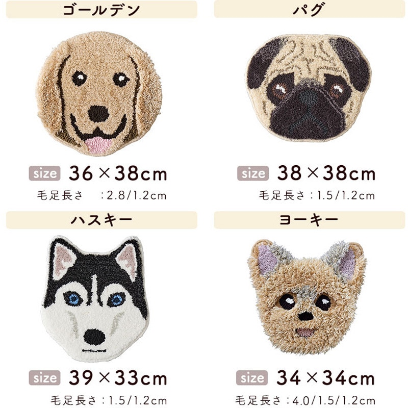 犬好き SH-26-WNK-GLDN イヌ好きに嬉しいイヌカオマット シリーズ1 (12