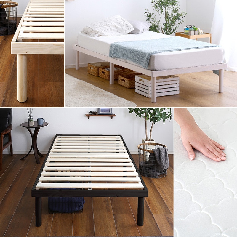 ASP-SRM-S-WHWWH パイン材高さ2段階調整脚付きすのこベッド ポケット