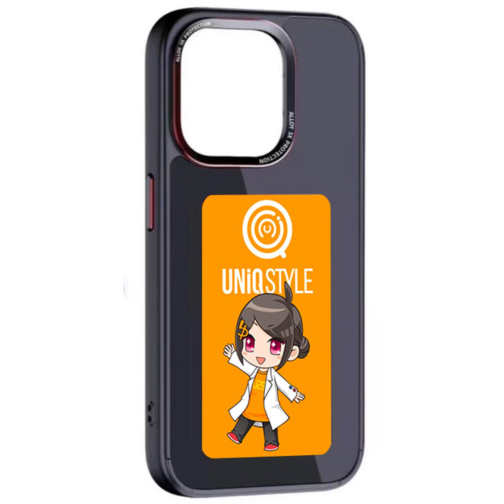 URR-SC15_BL iPhone向け 耐衝撃スマホケース URR スマートカバー E-INK 3.7インチ ディスプレイ URR(ユーアールアール) iPhone15用 ブラック色