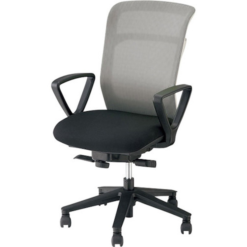 PAEN511F-TGLB 事務用チェア パウザPEAN型(肘付) ナイキ キャスターあり 肘掛有 ブラック グレー色 高さ875～960mm幅580mm奥行630mm  PAEN511F-TGLB