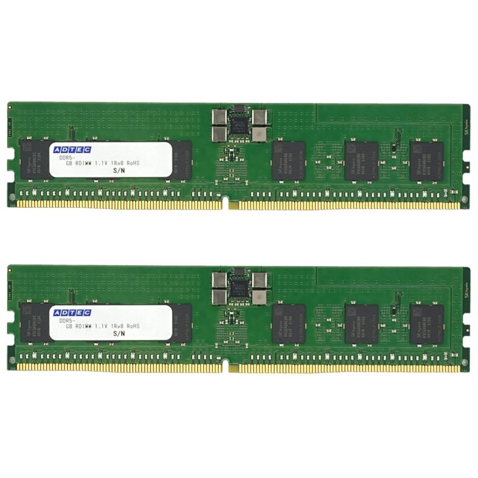 ADS5600D-R32GSATW DDR5-5600 RDIMM 80bit アドテック ピン数(ピン)288 容量32GB 2枚組