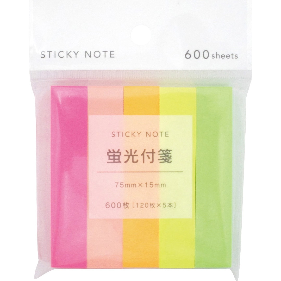 75074 FIT MEMO 蛍光付箋 1セット(120枚×5本) 協和紙工 【通販モノタロウ】