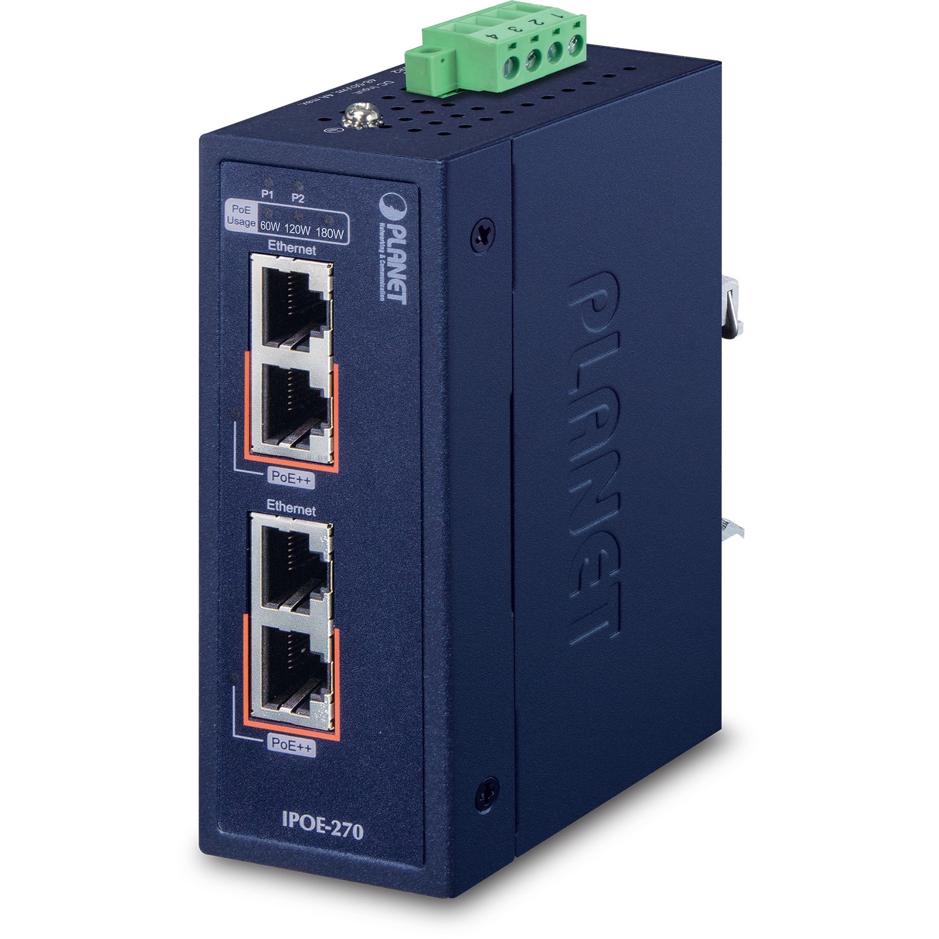 IPOE-270 産業用PoE++インジェクター 2ポート 802.3bt マルチギガビット 2.5G/5G PLANET Technology 1台 IPOE-270