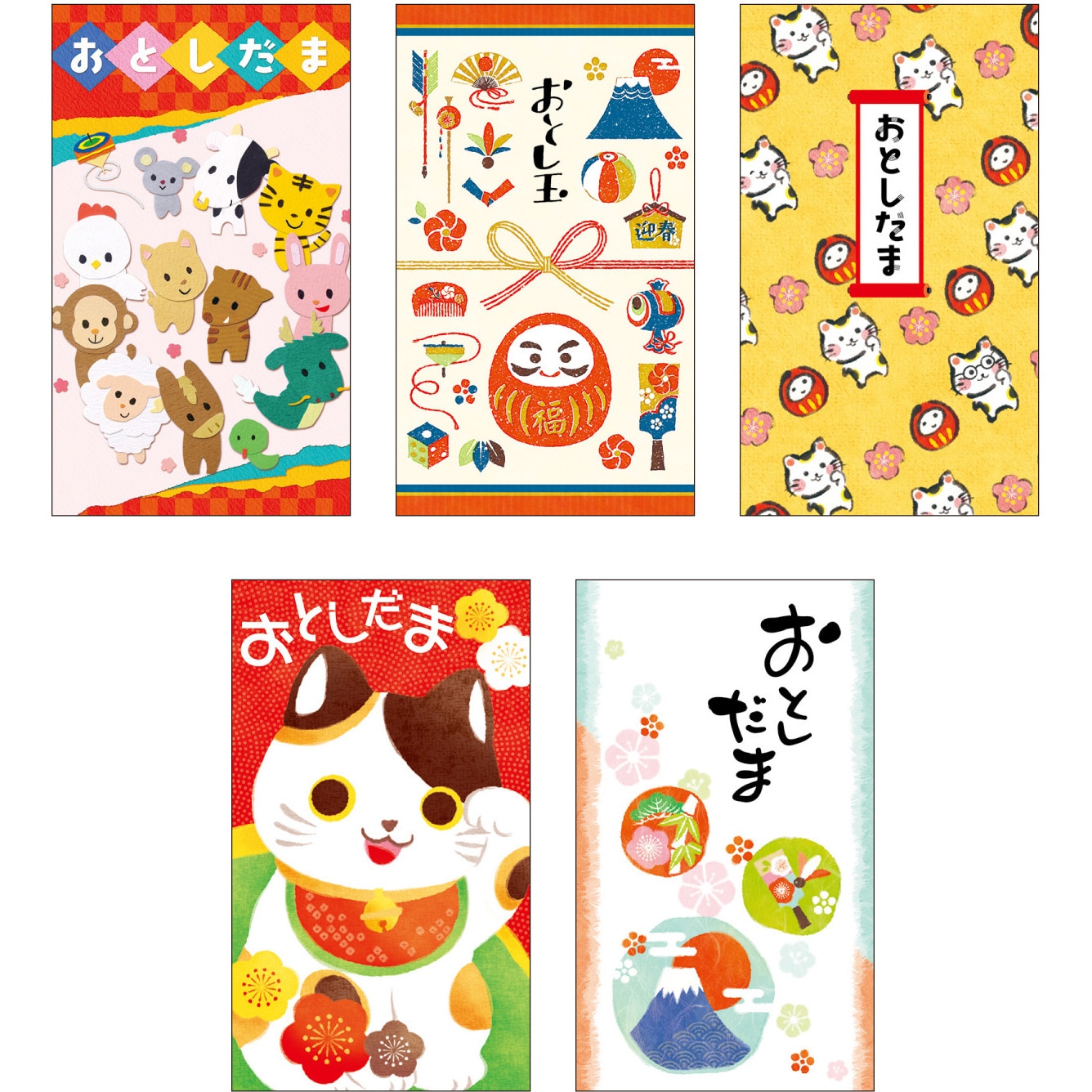 7-616 絵入ポチ袋 大容量入 1箱(5枚×50冊) タカ印(ササガワ) 【通販