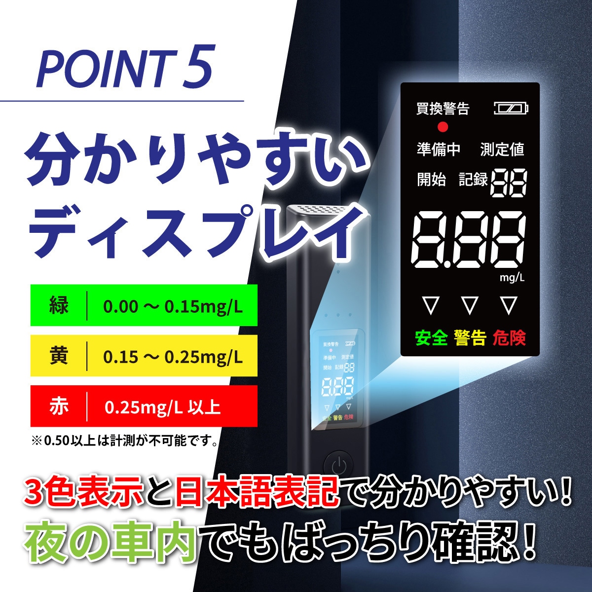 AZN-001B アルコールチェッカー 50回記録機能付き 1個 NAVIC