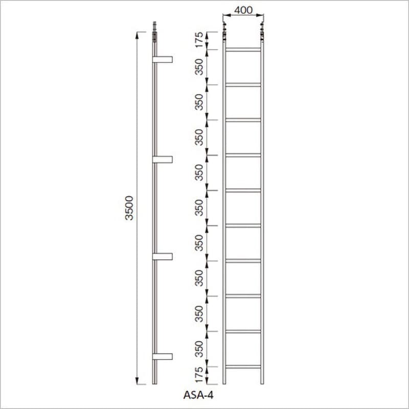 ASA-4S 3500 アルミASタラップ ACE(エース/モリギン) 長さ3500mm