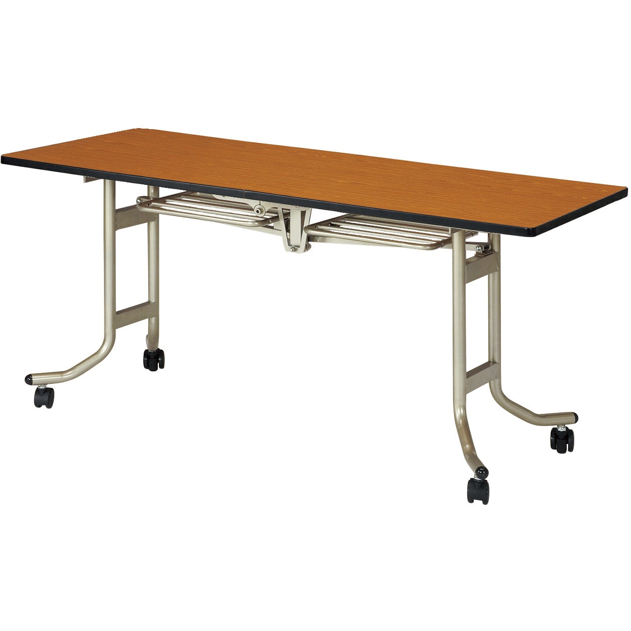 OS-1545S-TK 折りたたみフライトテーブル ニシキ工業 キャスターあり チーク色 高さ700mm幅1500mm奥行450mm  OS-1545S-TK