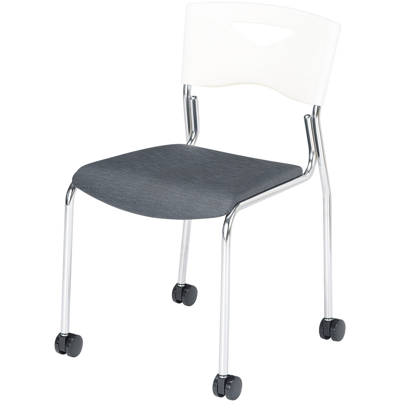 FCS-W90MC-BK スタッキングチェア ニシキ工業 キャスターあり 樹脂 ブラック/ホワイト色 高さ735(435)mm幅460mm奥行500mm  FCS-W90MC-BK