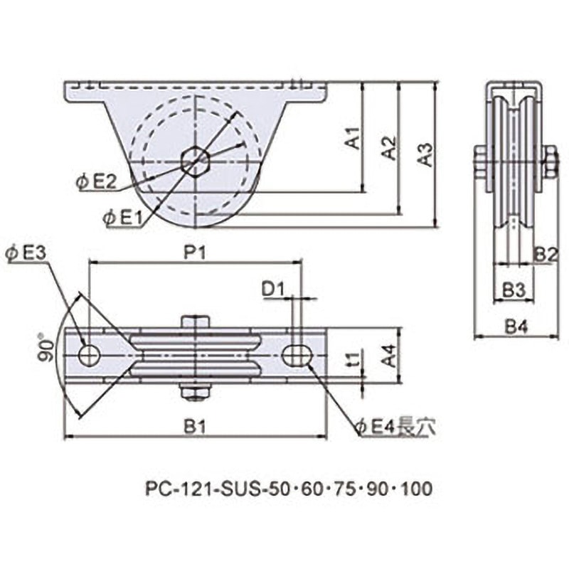 PC-121-SUS-50 ステンレス枠付重量戸車(V型) ジョー・プリンス PC-121-SUS-50 ステンレス枠付重量戸車(V型) ジョー・プリンス