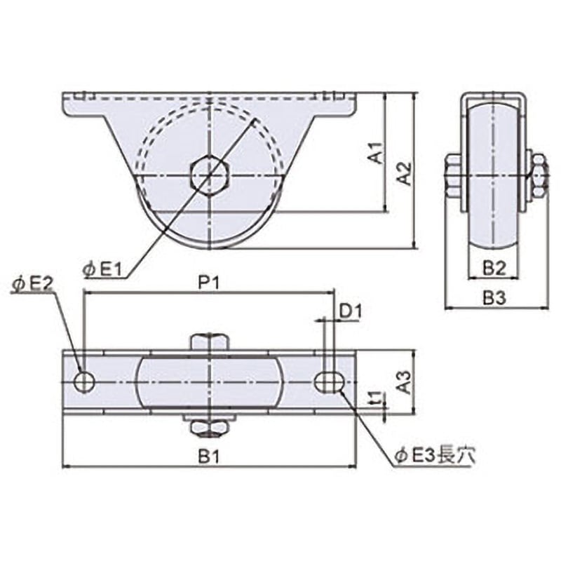 PC-122-SUS-50 ステンレス枠付重量戸車(R型) ジョー・プリンス竹下 車輪径50mm 1個 PC-122-SUS-50