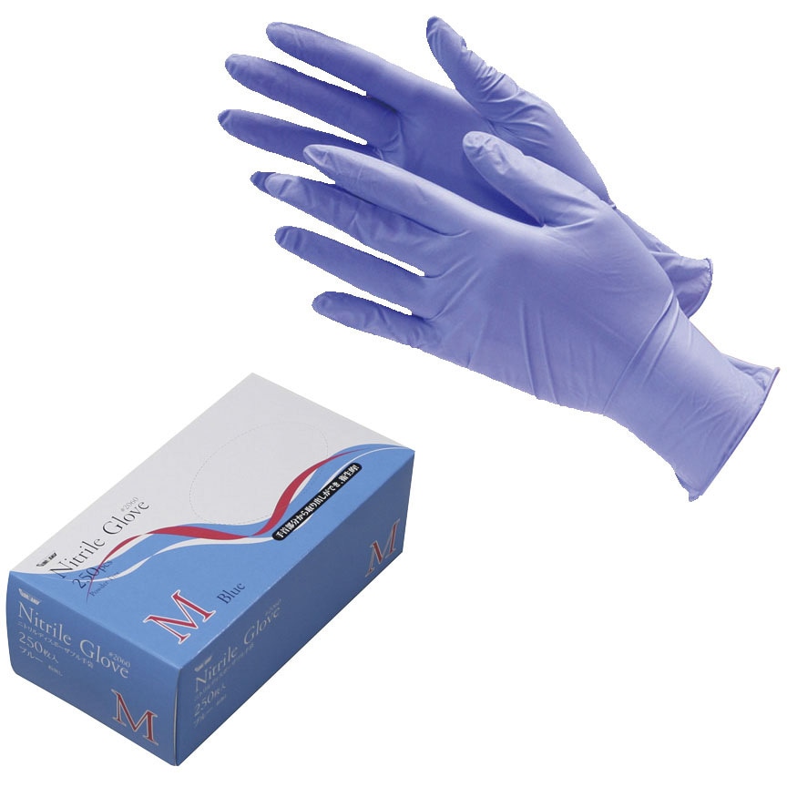 川西工業 ニトリル 使いきり手袋 粉なし ブルー Ｍ ＃２０６０ １